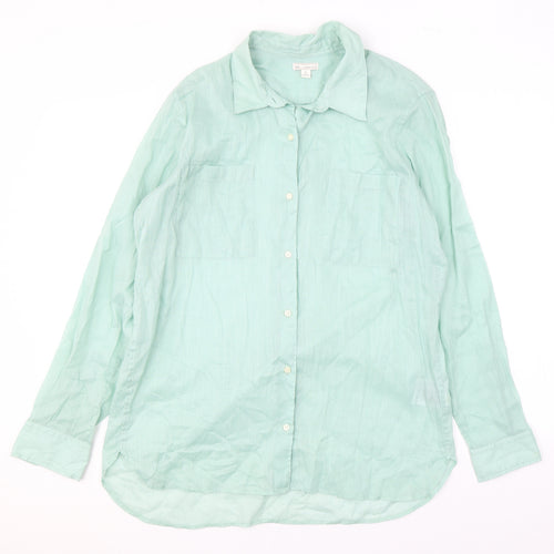 Gap Womens Green Ramie Basic Button-Up Size L Collared