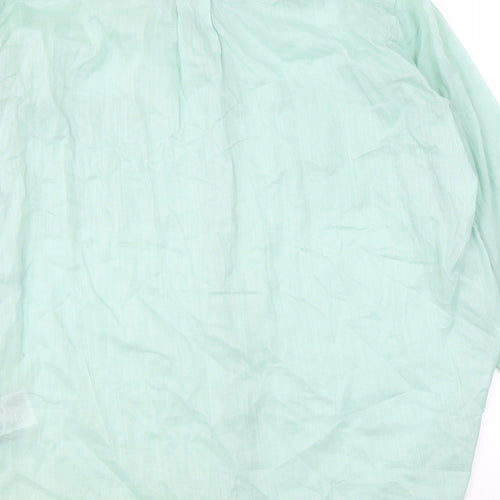 Gap Womens Green Ramie Basic Button-Up Size L Collared
