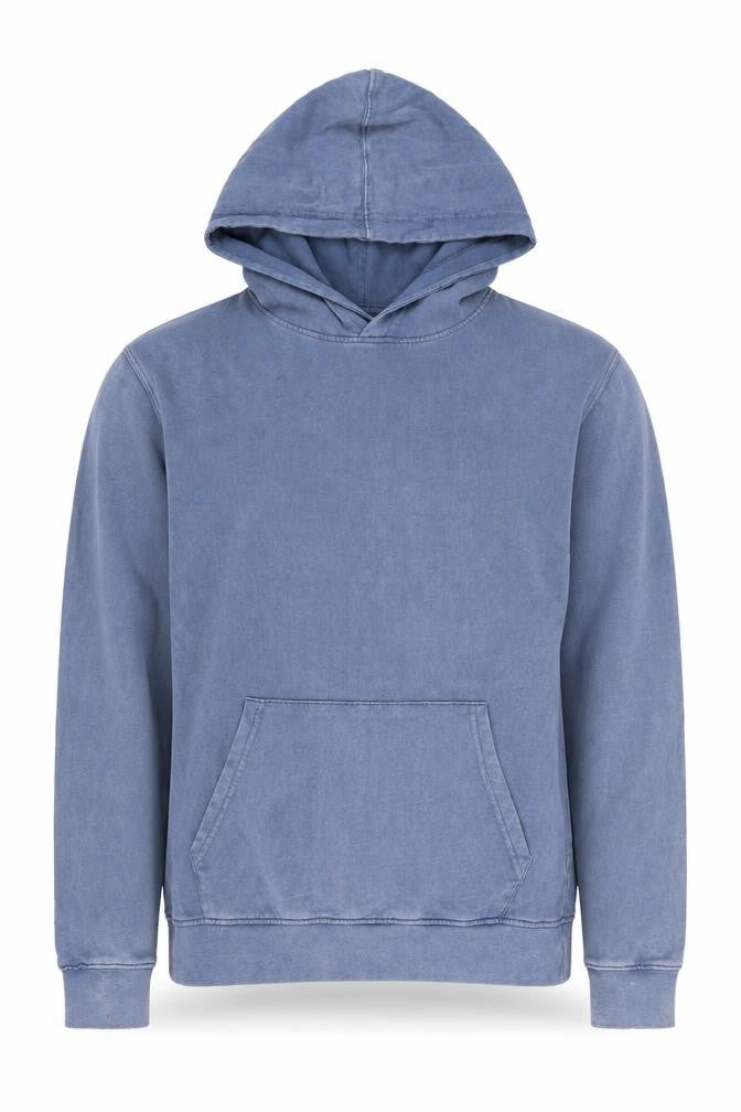 Front view of Topman men’s blue cotton pullover hoodie, size XS