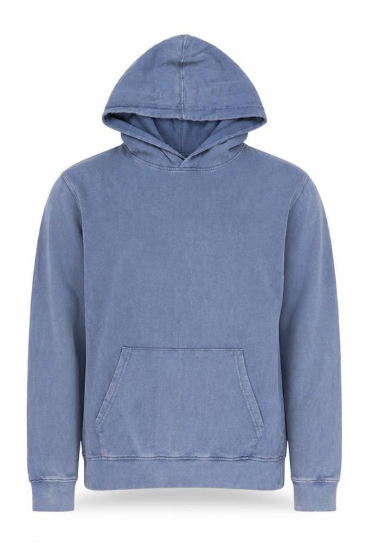 Front view of Topman men’s blue cotton pullover hoodie, size XS