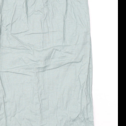 ASOS Womens Green Linen Straight & Pencil Skirt Size 10 Button