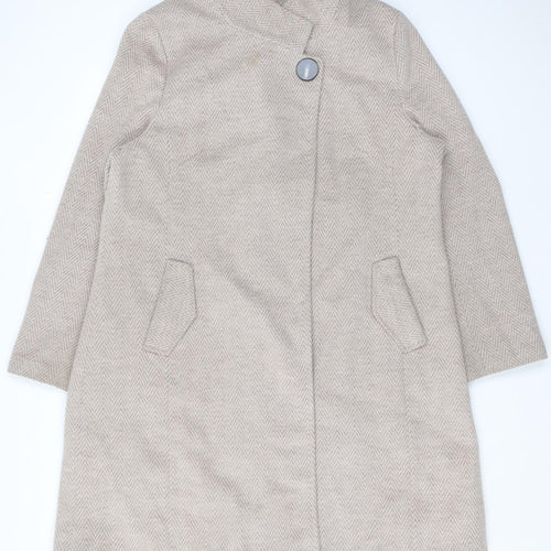 Kaleidoscope Womens Beige Herringbone Overcoat Coat Size 20 Snap