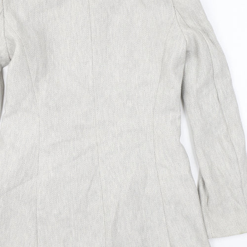 Zara Womens Grey Herringbone Overcoat Coat Size L Zip