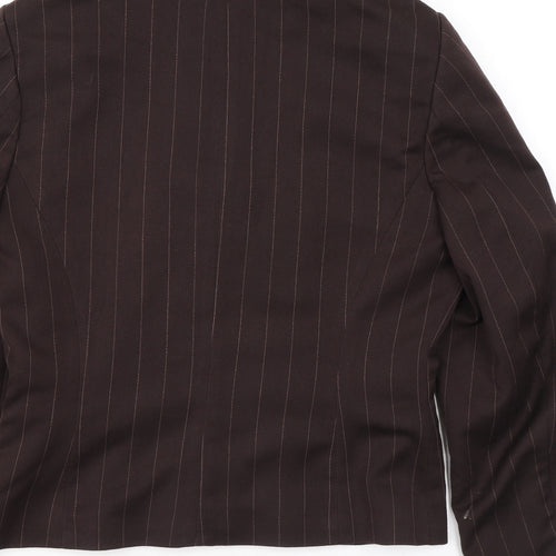 NL Collection Womens Brown Striped Jacket Blazer Size 12 Button