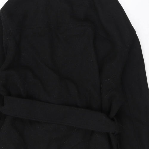 Marks and Spencer Womens Black Overcoat Coat Size 14 Snap - Belted