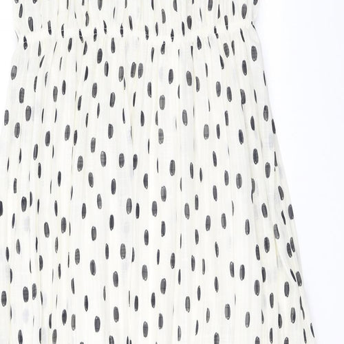 Marks and Spencer Womens Ivory Polka Dot Polyester A-Line Size 8 Round Neck Pullover