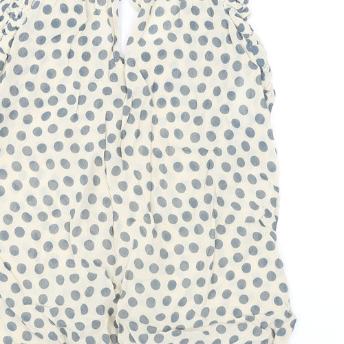River Island Womens Beige Polka Dot Viscose Basic Blouse Size 12 Scoop Neck