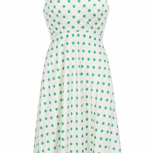 Marks and Spencer Womens Ivory Polka Dot Viscose A-Line Size 8 Round Neck Zip