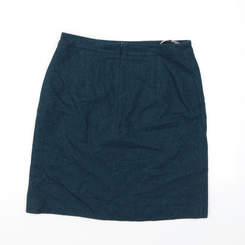 Hobbs Womens Blue Wool A-Line Skirt Size 10 Zip