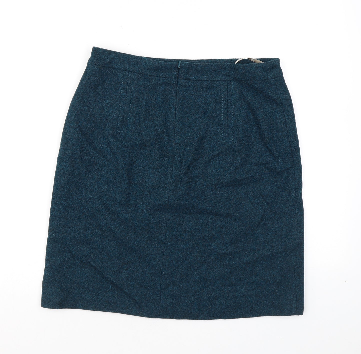 Hobbs Womens Blue Wool A-Line Skirt Size 10 Zip