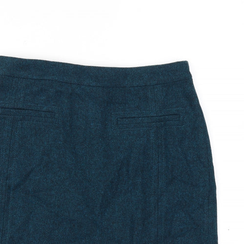 Hobbs Womens Blue Wool A-Line Skirt Size 10 Zip