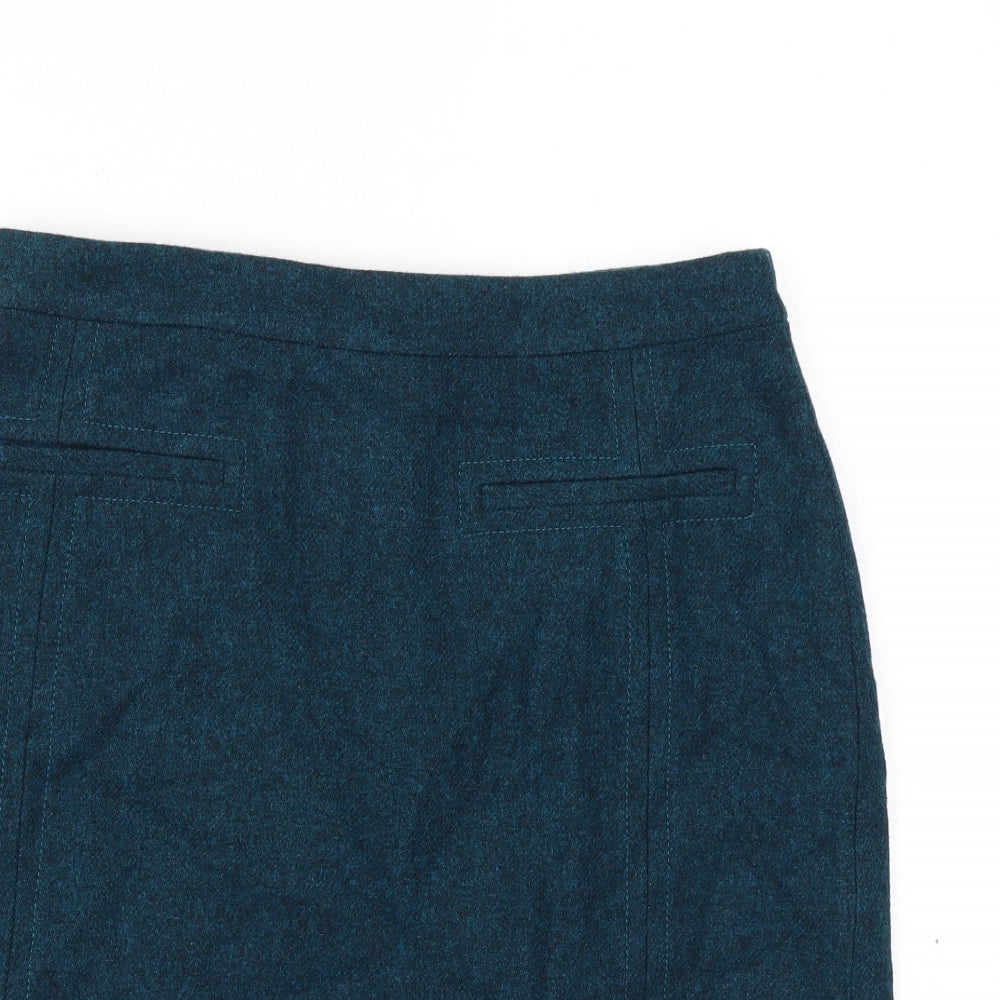 Hobbs Womens Blue Wool A-Line Skirt Size 10 Zip
