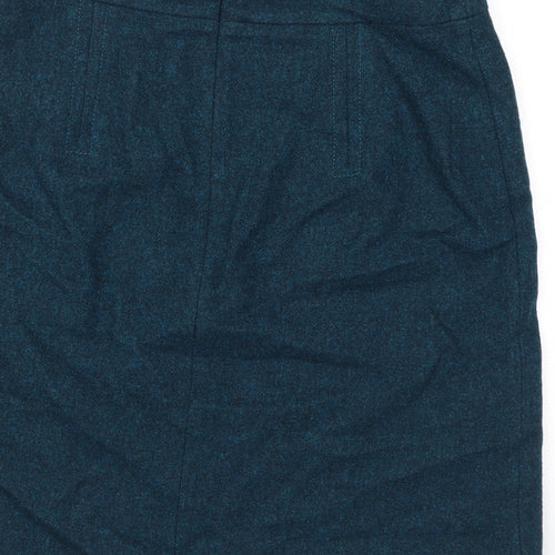 Hobbs Womens Blue Wool A-Line Skirt Size 10 Zip