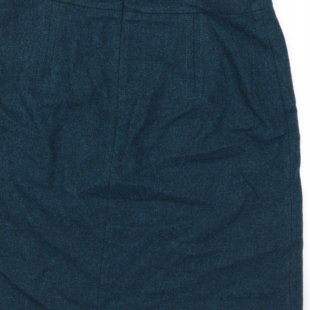 Hobbs Womens Blue Wool A-Line Skirt Size 10 Zip