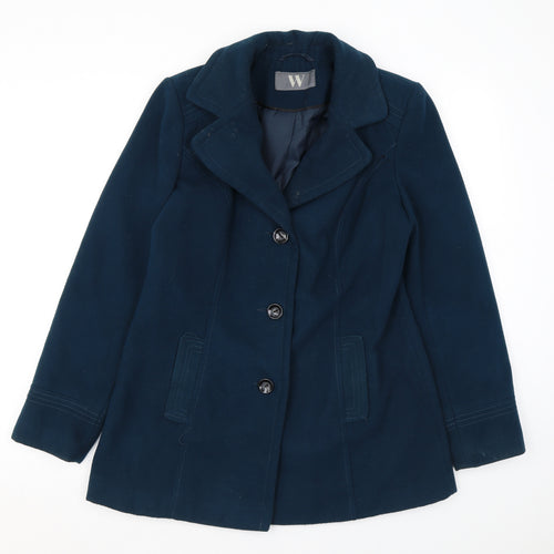BHS Womens Blue Pea Coat Coat Size 12 Button