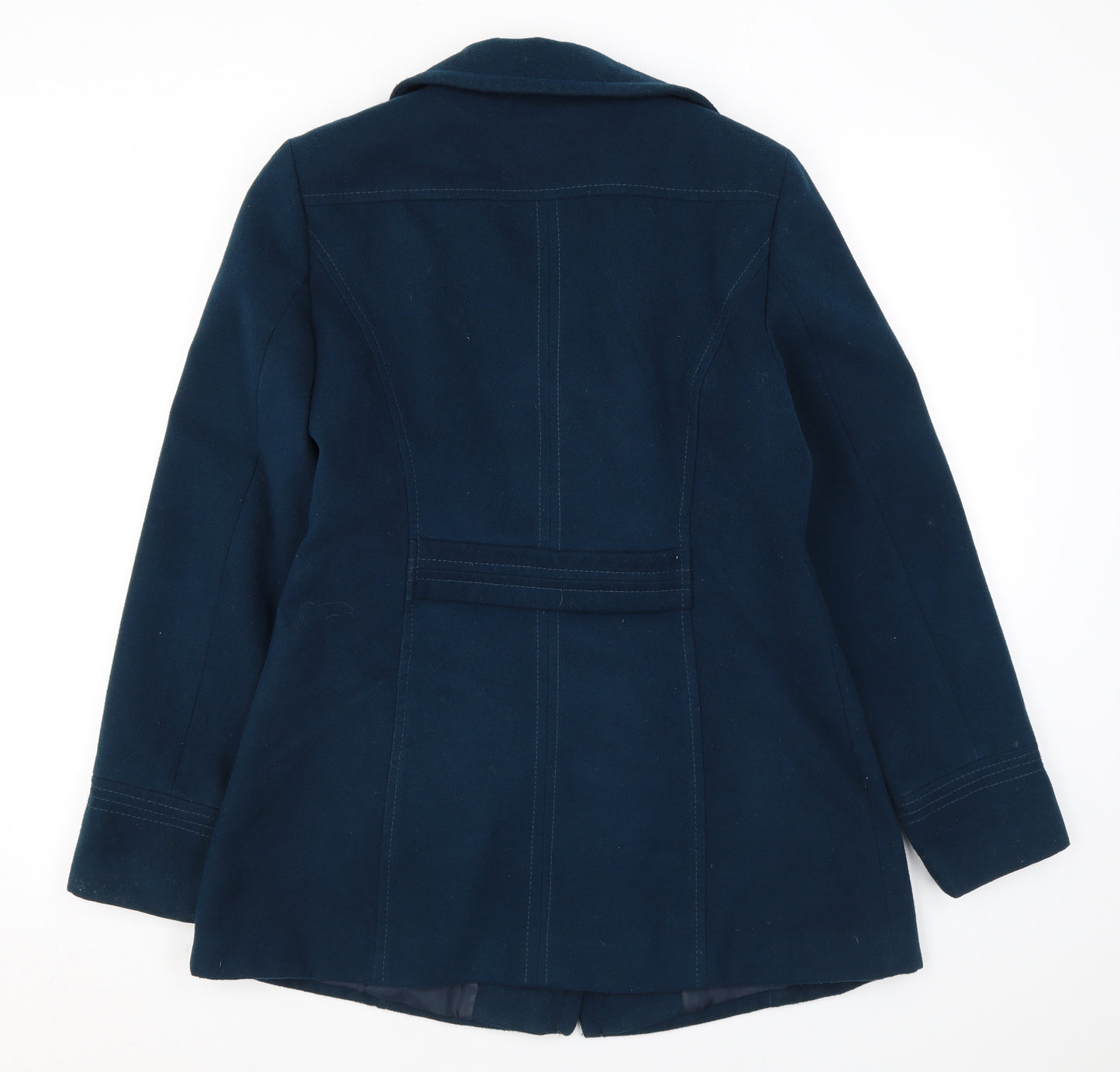 BHS Womens Blue Pea Coat Coat Size 12 Button