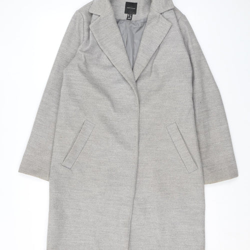 New Look Womens Grey Overcoat Coat Size 10 Snap