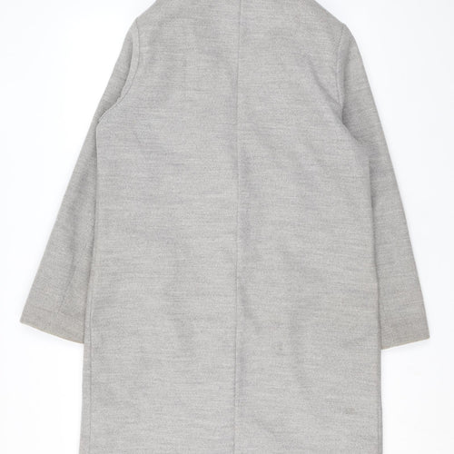 New Look Womens Grey Overcoat Coat Size 10 Snap