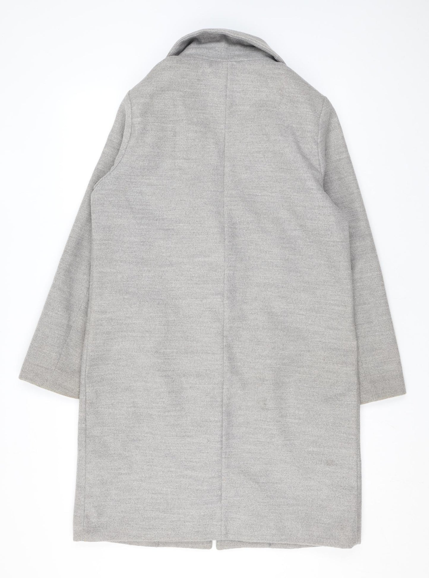 New Look Womens Grey Overcoat Coat Size 10 Snap