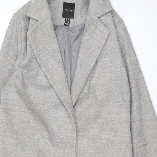New Look Womens Grey Overcoat Coat Size 10 Snap