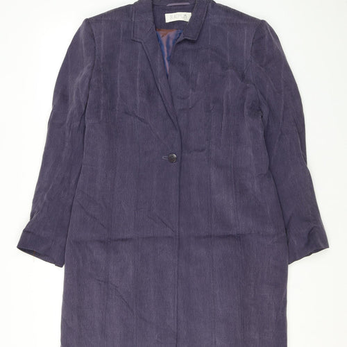 Platinum Womens Purple Overcoat Coat Size 14 Button