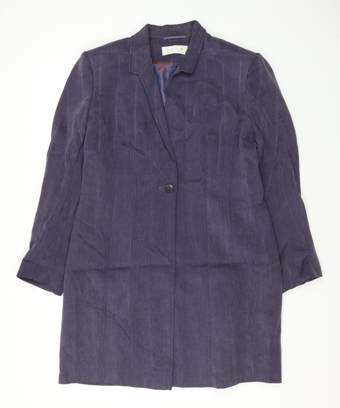Platinum Womens Purple Overcoat Coat Size 14 Button