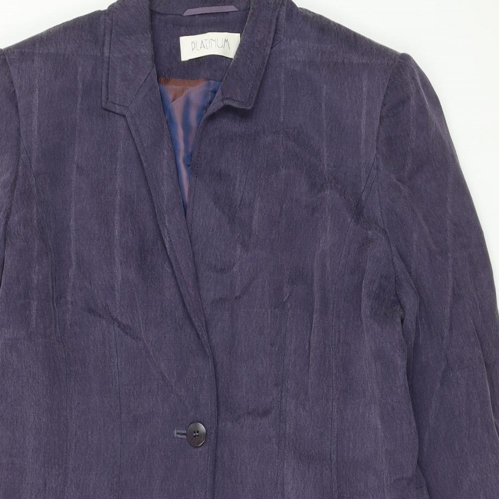 Platinum Womens Purple Overcoat Coat Size 14 Button