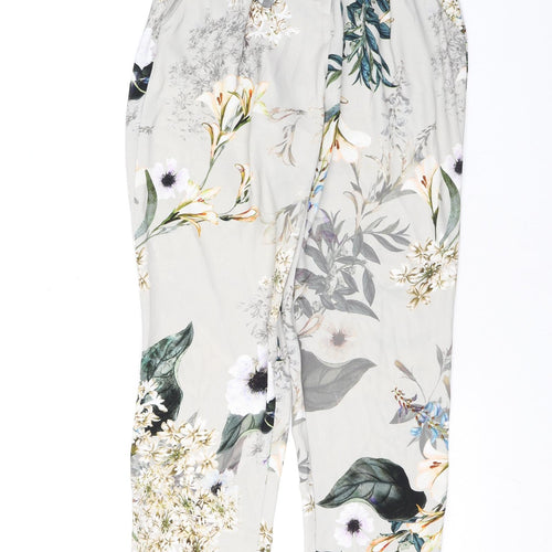 River Island Womens Grey Floral Polyester Trousers Size 8 L37 in Regular Zip