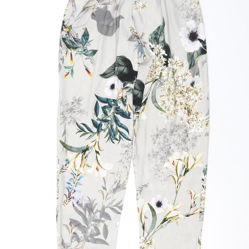 River Island Womens Grey Floral Polyester Trousers Size 8 L37 in Regular Zip