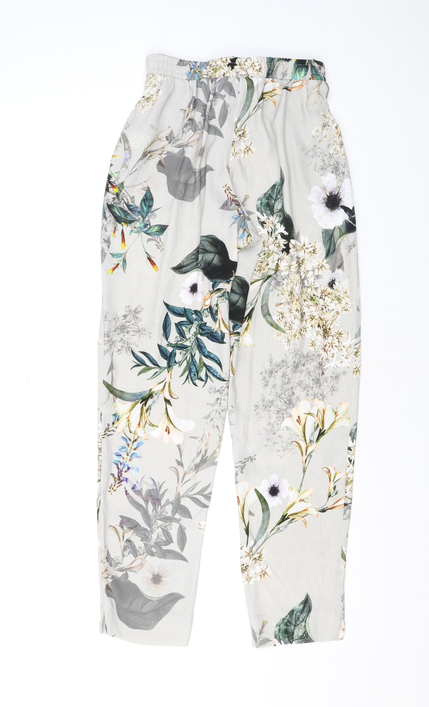 River Island Womens Grey Floral Polyester Trousers Size 8 L37 in Regular Zip