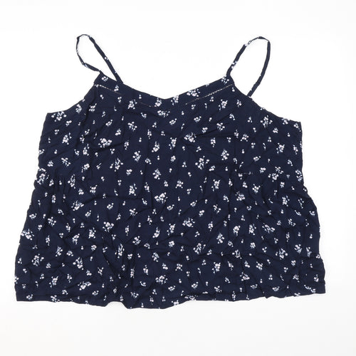Marks and Spencer Womens Blue Floral Viscose Basic Tank Size 24 Collared