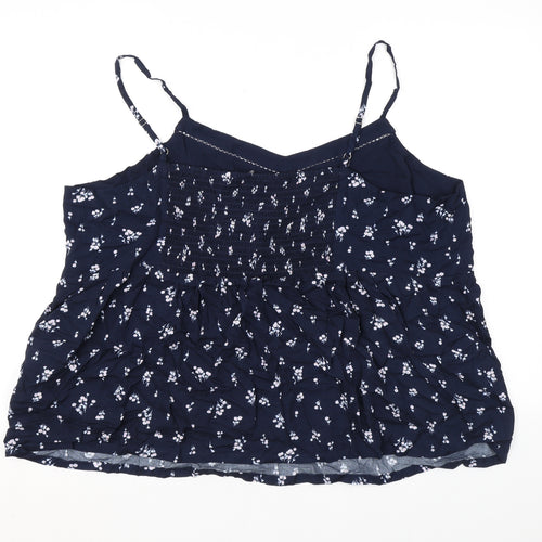 Marks and Spencer Womens Blue Floral Viscose Basic Tank Size 24 Collared