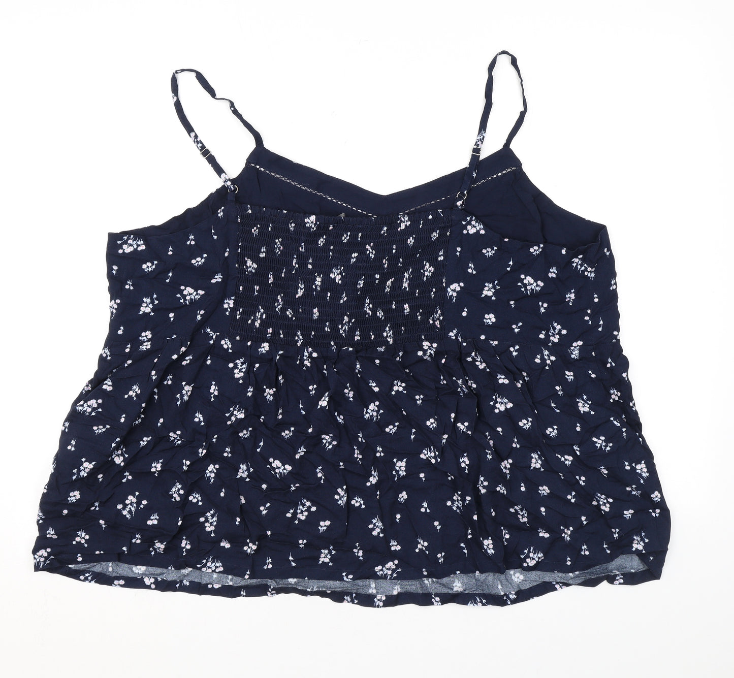 Marks and Spencer Womens Blue Floral Viscose Basic Tank Size 24 Collared