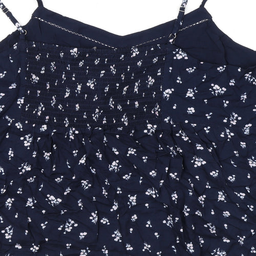Marks and Spencer Womens Blue Floral Viscose Basic Tank Size 24 Collared