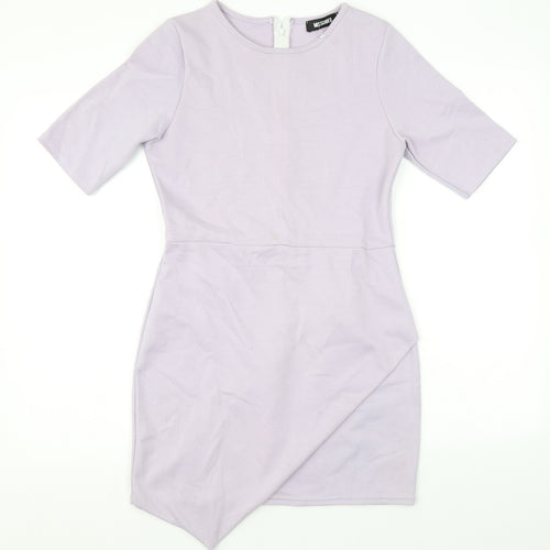 Missguided Womens Purple Polyester Bodycon Size 12 Round Neck Zip