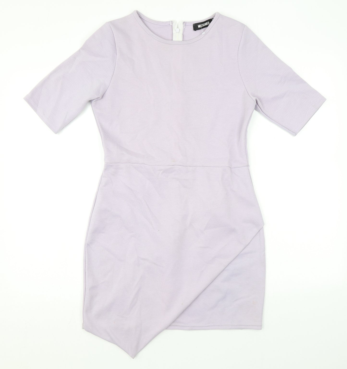 Missguided Womens Purple Polyester Bodycon Size 12 Round Neck Zip