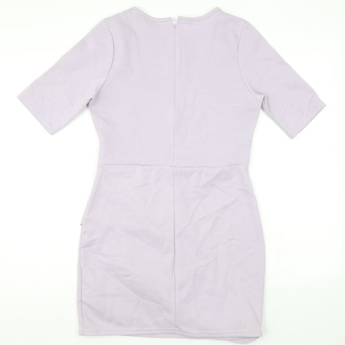 Missguided Womens Purple Polyester Bodycon Size 12 Round Neck Zip
