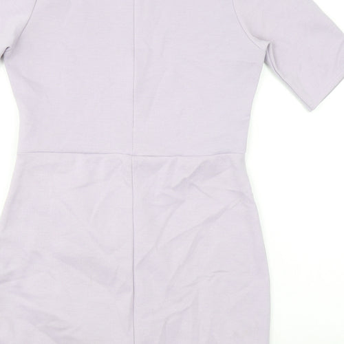 Missguided Womens Purple Polyester Bodycon Size 12 Round Neck Zip