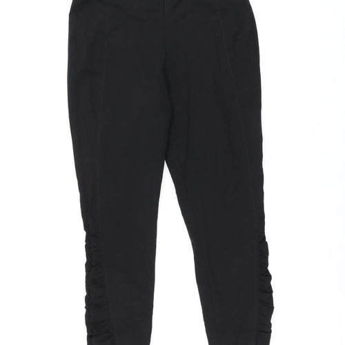 Steilmann Womens Black Cotton Cropped Trousers Size 12 L23.5 in Regular Zip