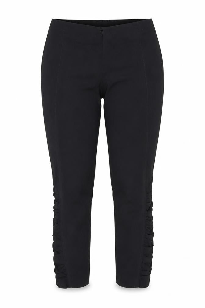 Steilmann Womens Black Cotton Cropped Trousers Size 12 L23.5 in Regular Zip