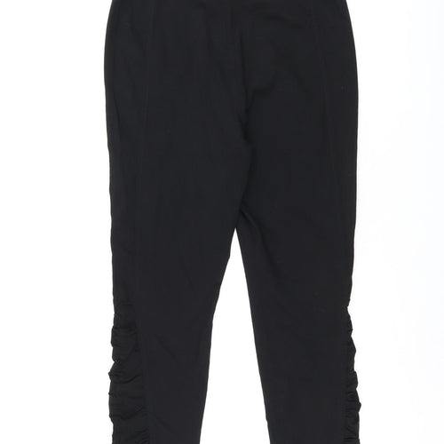 Steilmann Womens Black Cotton Cropped Trousers Size 12 L23.5 in Regular Zip
