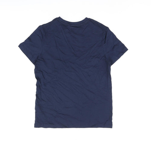 Marks and Spencer Boys Blue Cotton Basic T-Shirt Size 11-12 Years Round Neck Pullover