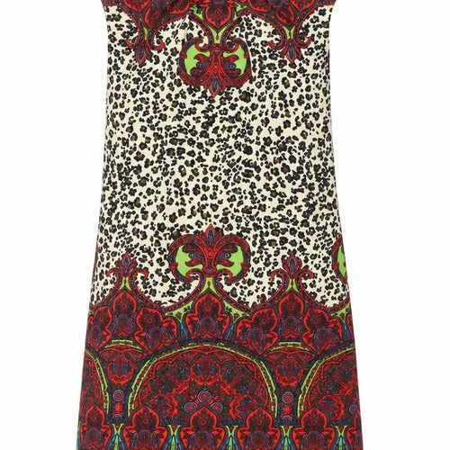 London Times Womens Multicoloured Animal Print Polyester Shift Size 4 Boat Neck Button - Leopard Print Paisley