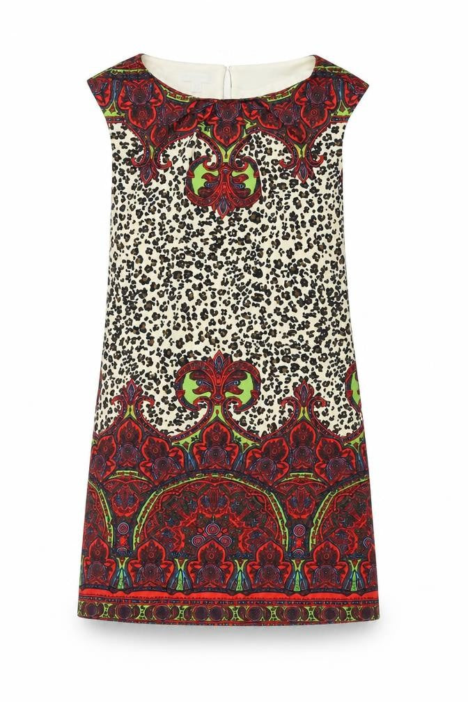 London Times Womens Multicoloured Animal Print Polyester Shift Size 4 Boat Neck Button - Leopard Print Paisley