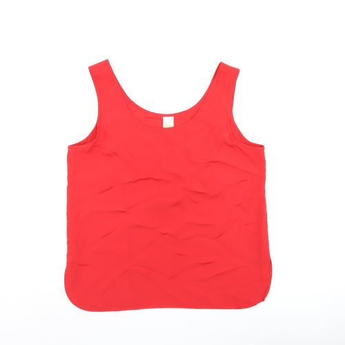 Etam Womens Red Polyester Basic Tank Size 14 Scoop Neck