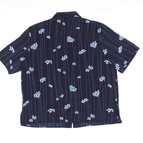 Bonmarché Womens Blue Floral Polyester Basic Button-Up Size 20 Collared