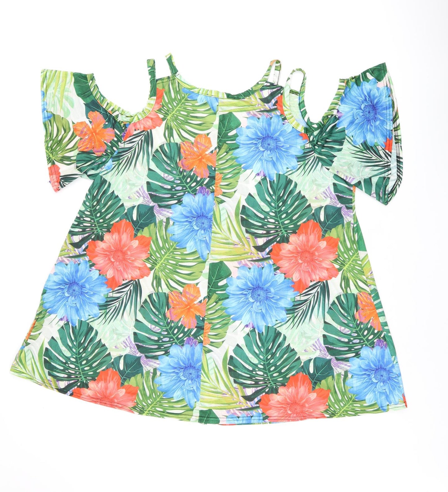 Love Yours Womens Multicoloured Floral Polyester Basic T-Shirt Size 22 V-Neck - Size 22-24 Cold Shoulder