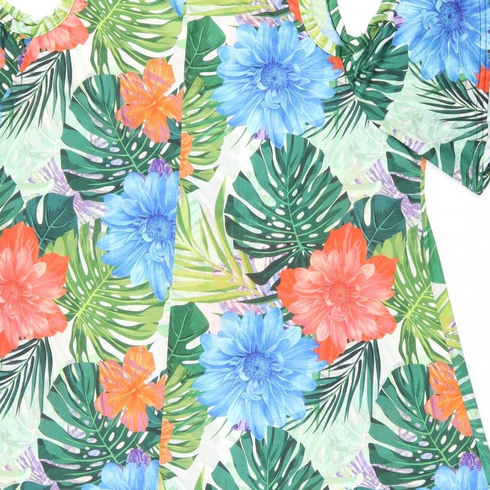 Love Yours Womens Multicoloured Floral Polyester Basic T-Shirt Size 22 V-Neck - Size 22-24 Cold Shoulder