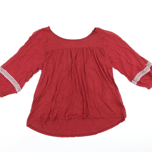 Clockhouse Womens Red Viscose Basic Blouse Size XS Boat Neck