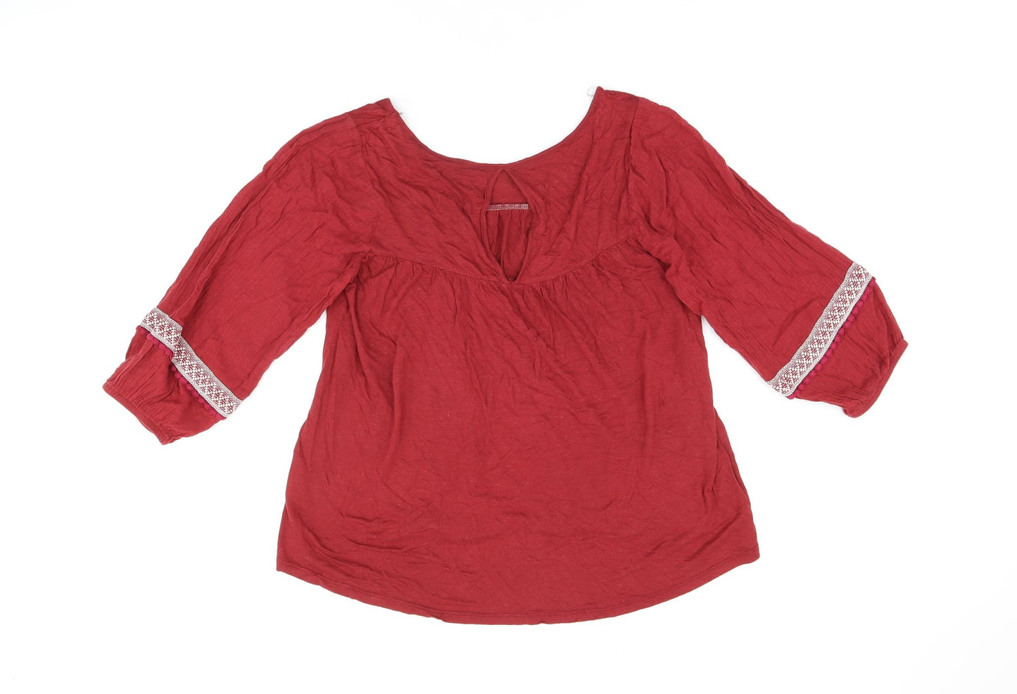 Clockhouse Womens Red Viscose Basic Blouse Size XS Boat Neck
